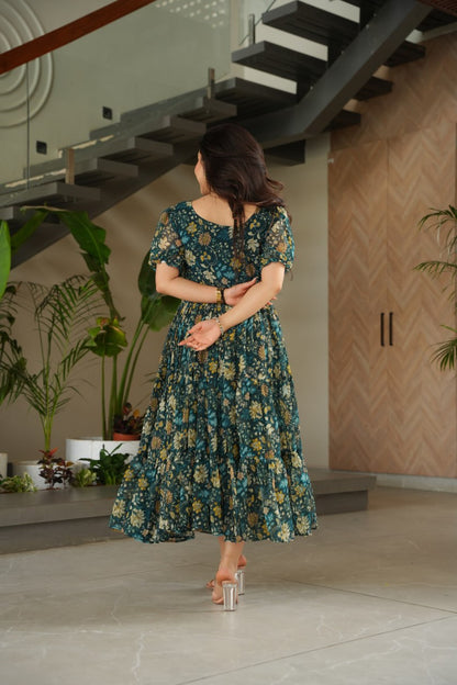 Premium Fully Flared Printed Georgette Gown