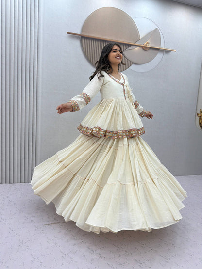 RangBhoomi Navratri Kediyu-Style Lehengacholi – Pure Cotton, 9m Flair, Fully Stitched
