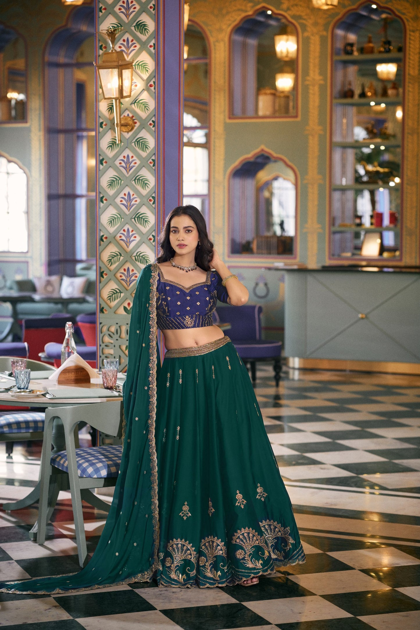 Rangoli Silk Lehenga Set – Elegant Synthetic Silk Fabric with Sequins and Thread Embroidery for Festive and Wedding Wear