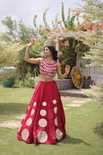 RangBhoomi Navratri Roman-Silk Lehenga Choli Set — Full-Stitched Festive Ensemble