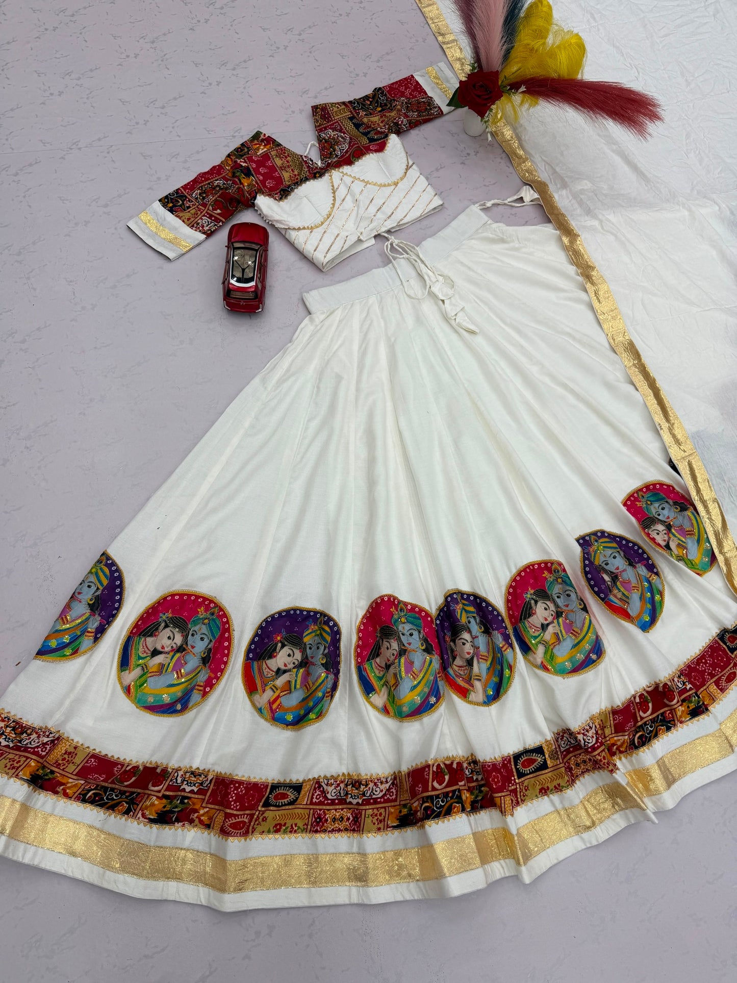 Pure Cotton 6-Meter Flair Lehenga Choli — Navratri Special, Fully Stitched with Cups