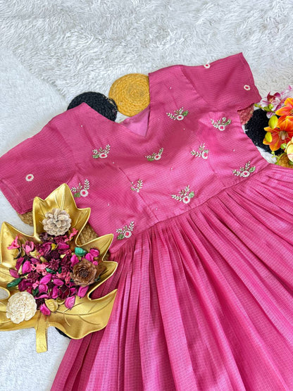 Summer Special Maggam Embroidered Kota Check Gown – Elegant Festive Wear by RangBhoomi