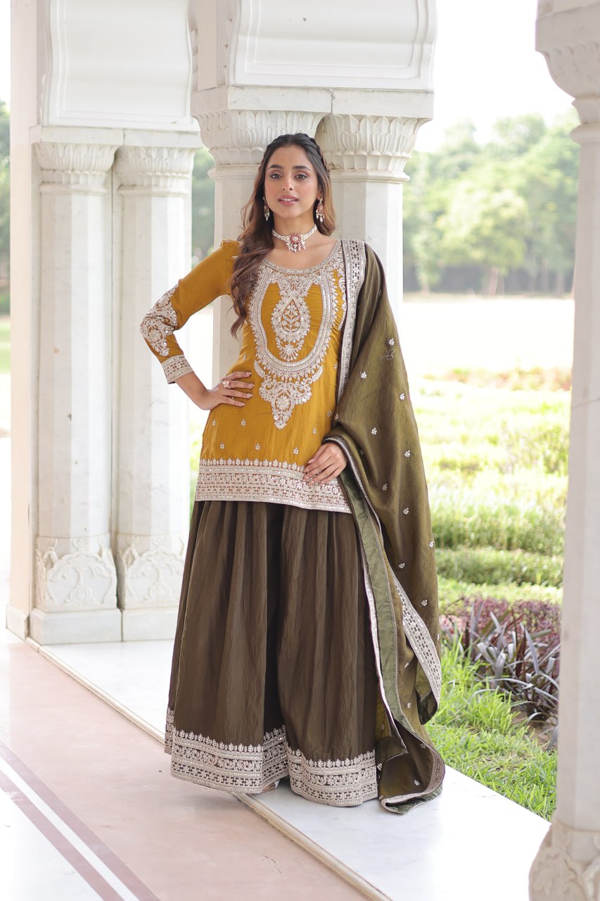 Premium Designer Ready-to-Wear Top, Sharara, and Dupatta Collection 2026 by RangBhoomi