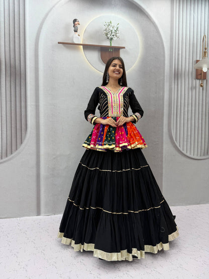 RangBhoomi Navratri Special Lehengacholi – Pure Cotton Kediyu & 9m Flair Lehenga, Fully Stitched