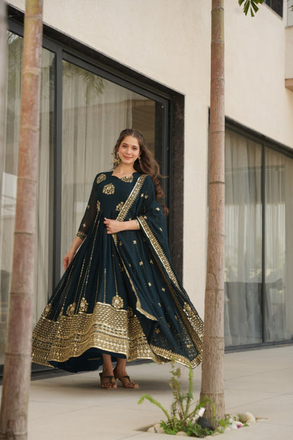 Designer Gown with Dupatta - Elegant Indian Dress