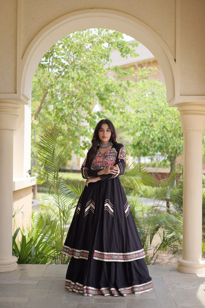 RangBhoomi Feather-Light Jacket Lehenga Set – Lotus Handwork, Long Jacket Ready-to-Wear