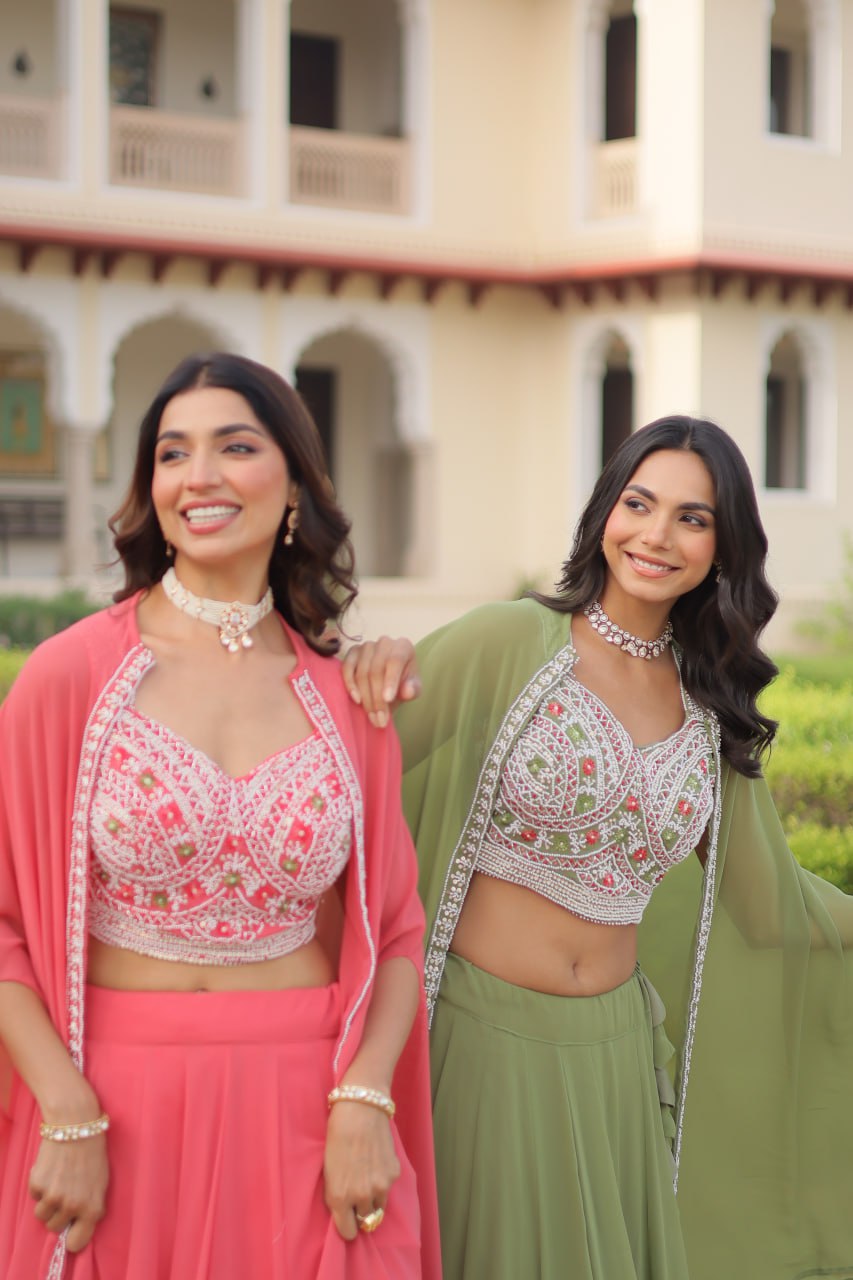 Premium Ready-to-Wear Lehenga Choli Set with Stylish Shrug Jacket