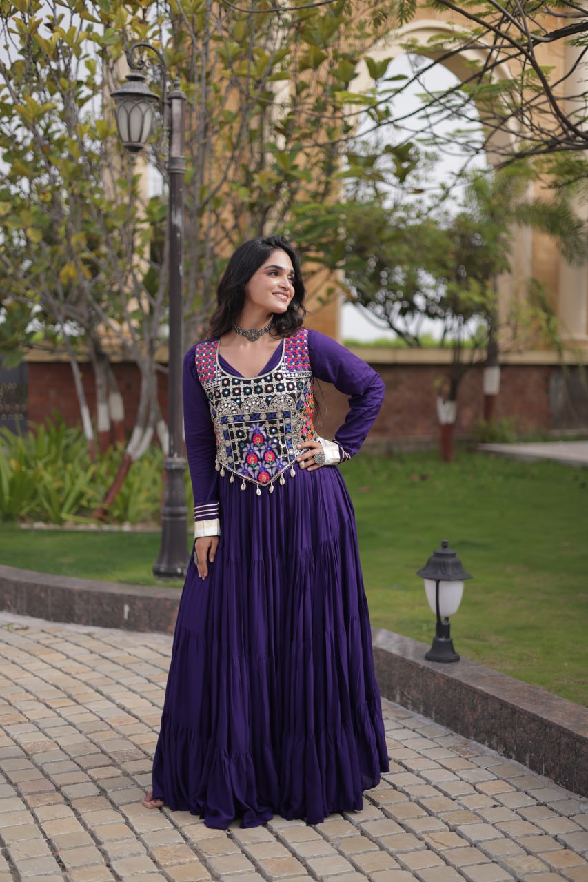 Navratri Gown Collection 2026 — Elegant Reyon Gown with Embellished Blouse by RangBhoomi