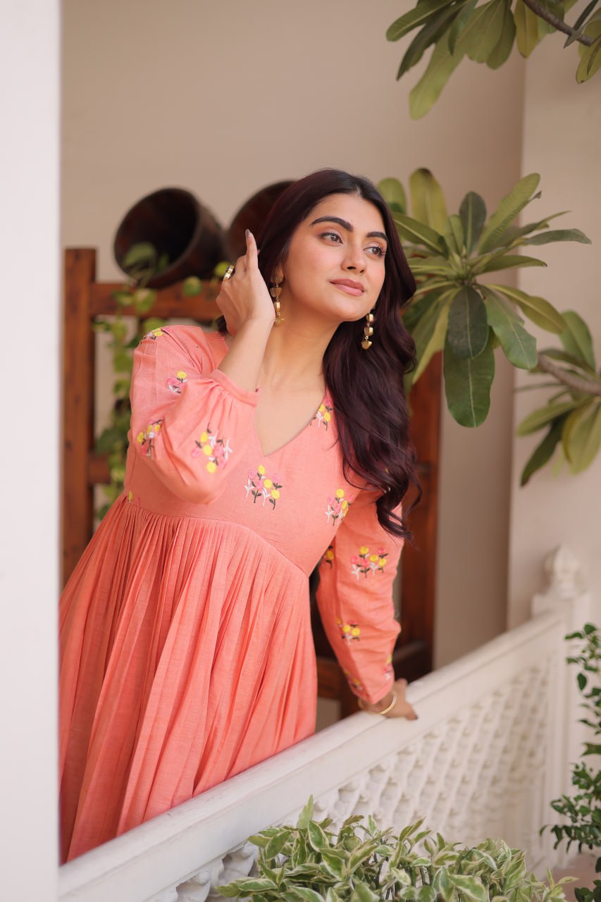 Premium Ready-to-Wear Embroidered Cotton Kurti with Matching Cotton Pants