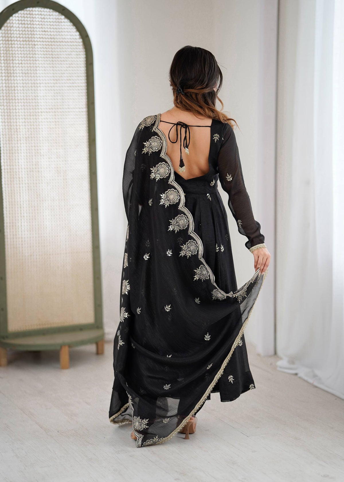RangBhoomi Elegant Embroidered Sequence Designer Anarkali Three Piece Set