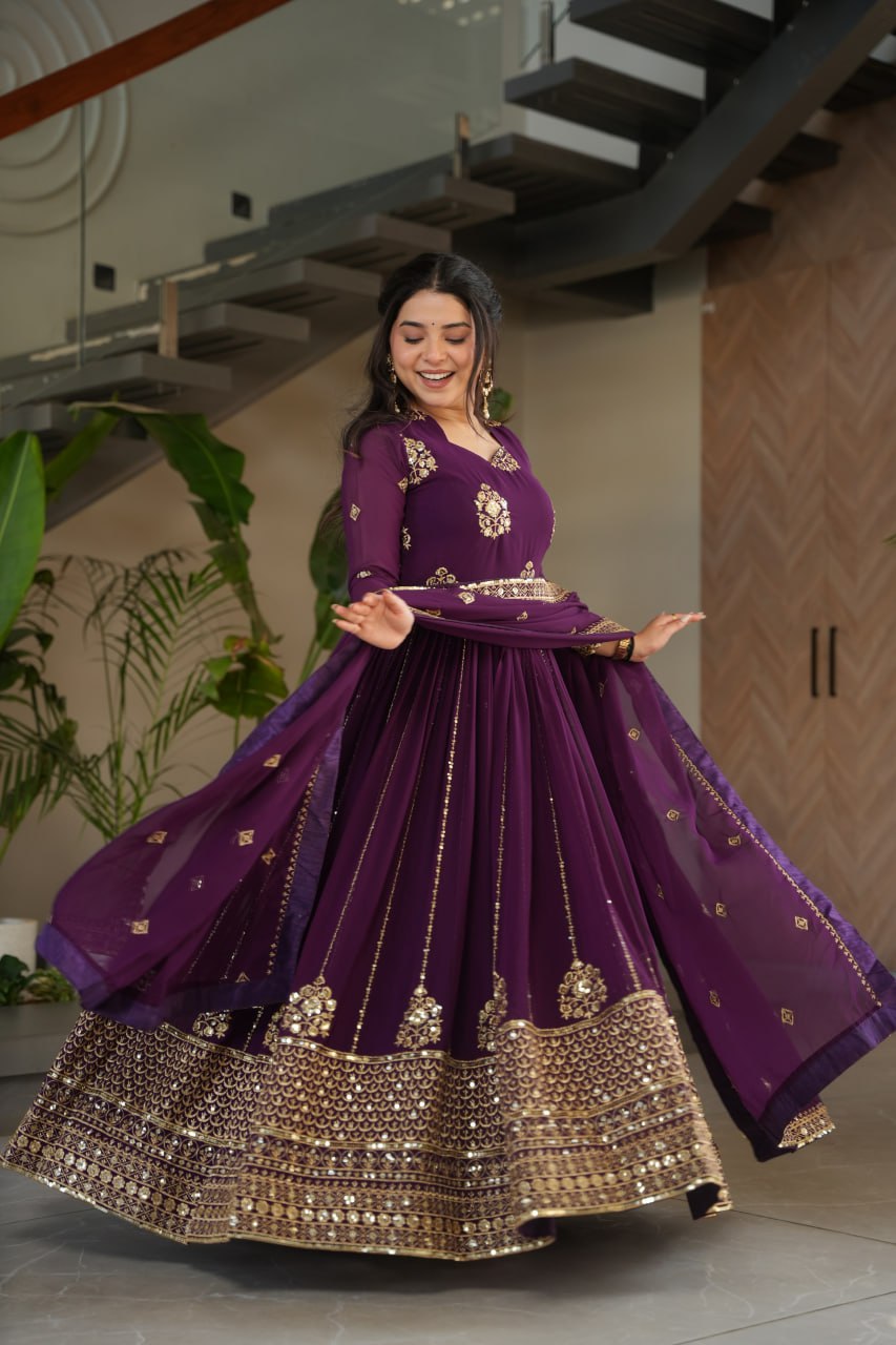 Designer Gown with Dupatta - Elegant Indian Dress