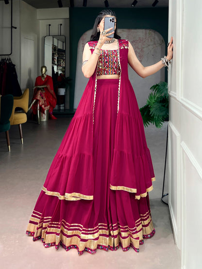 RangBhoomi Raas Rani Lightweight Lehenga Set with Handcrafted Gamthi Blouse & Mirror Koti