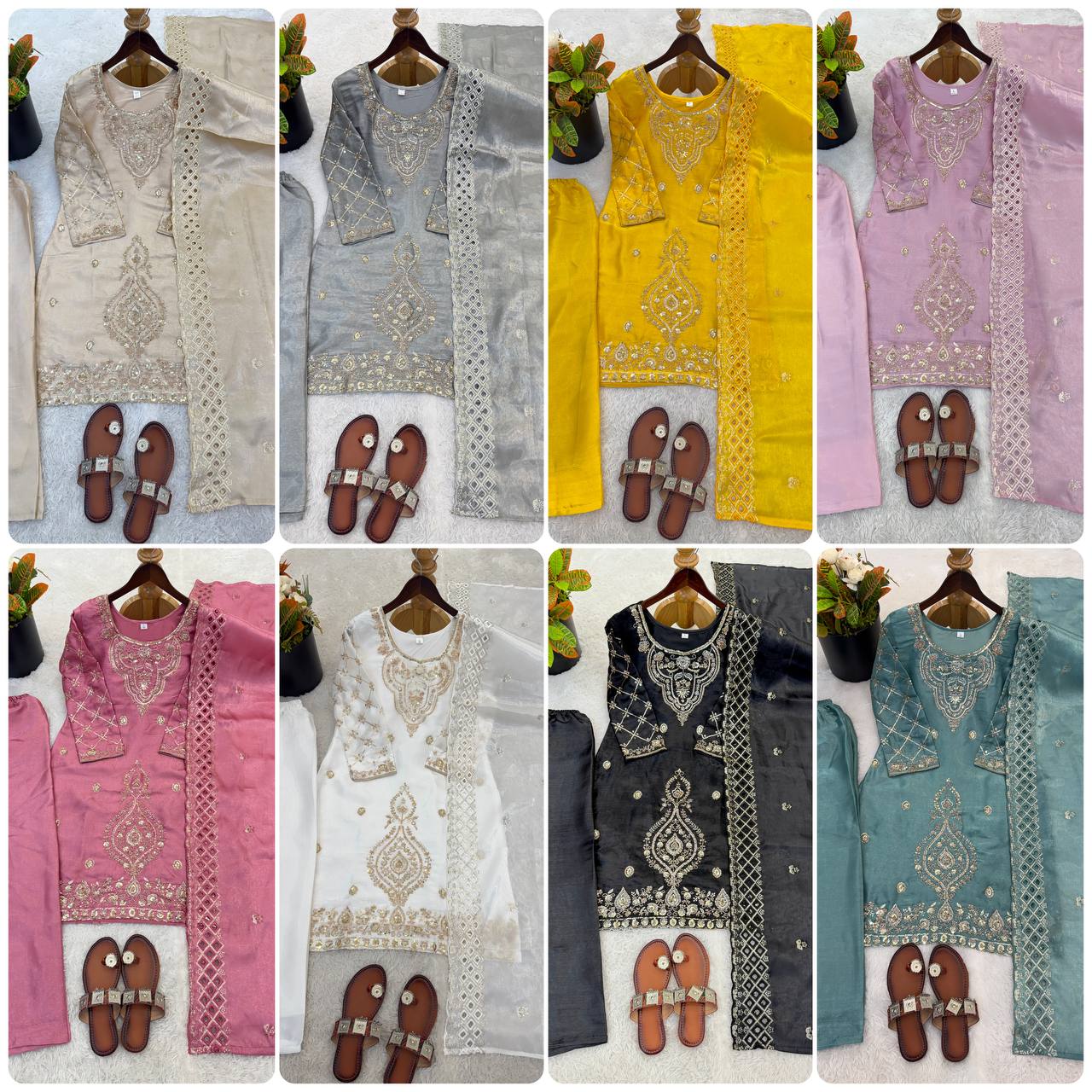 Elegant Designer Party Wear Top, Palazzos, and Dupatta Set with Intricate Heavy Embroidery and Beaded Detailing