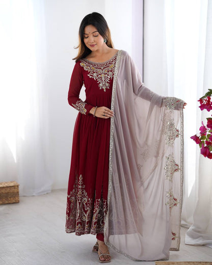 Stun at Every Celebration in This Embroidered Party Gown Set
