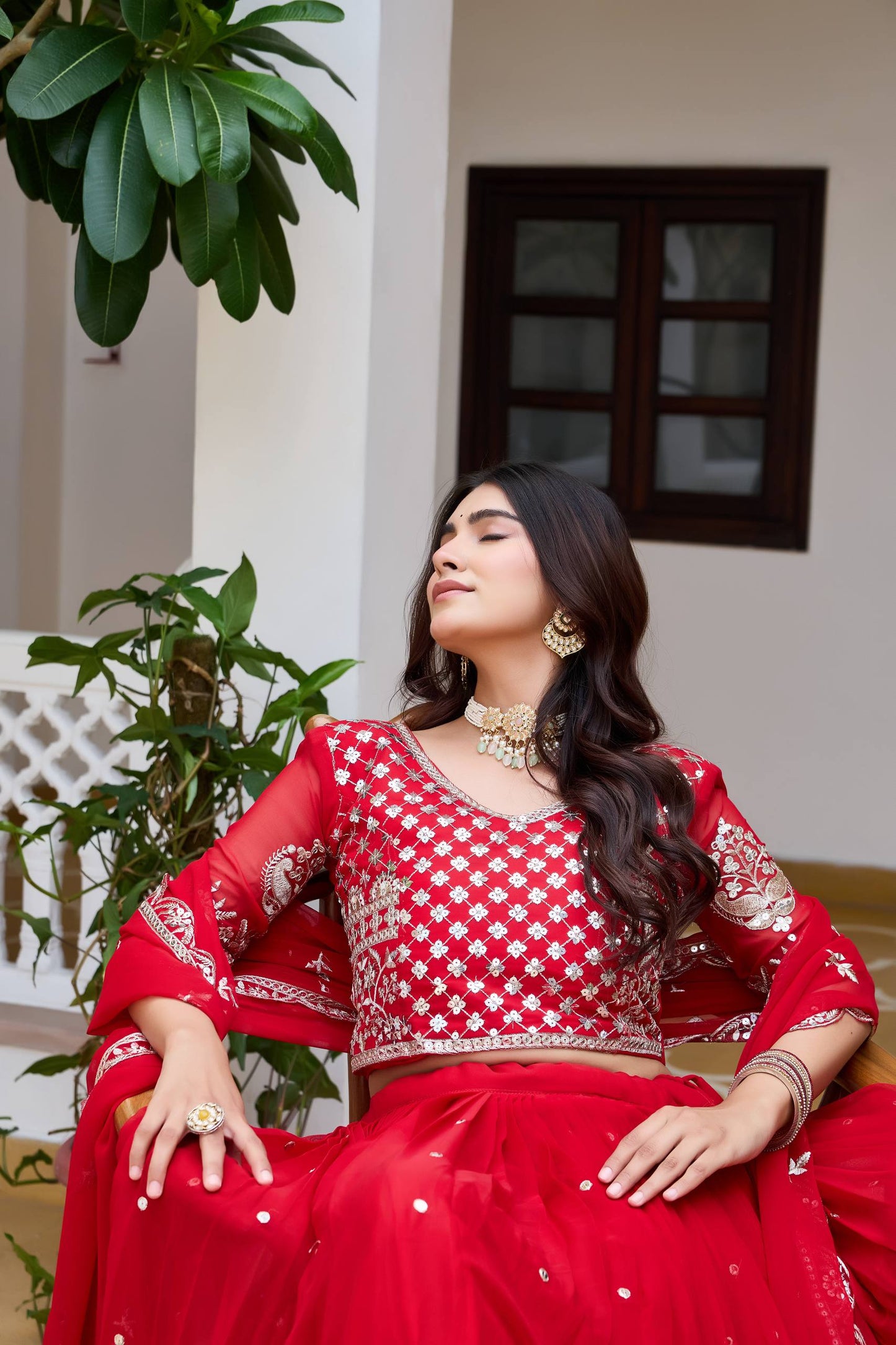 RangBhoomi Heavy Fox Georgette Embroidered Wedding Lehenga Choli Set