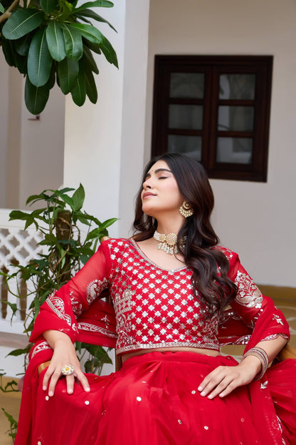 RangBhoomi Heavy Fox Georgette Embroidered Wedding Lehenga Choli Set