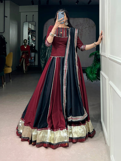 RangBhoomi Navratri Collection 2026 — Chinon Embossed Mirror Lehenga Set