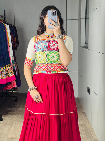 RangBhoomi Fuchsia Cotton Lehenga Choli — Festive Navratri Ready