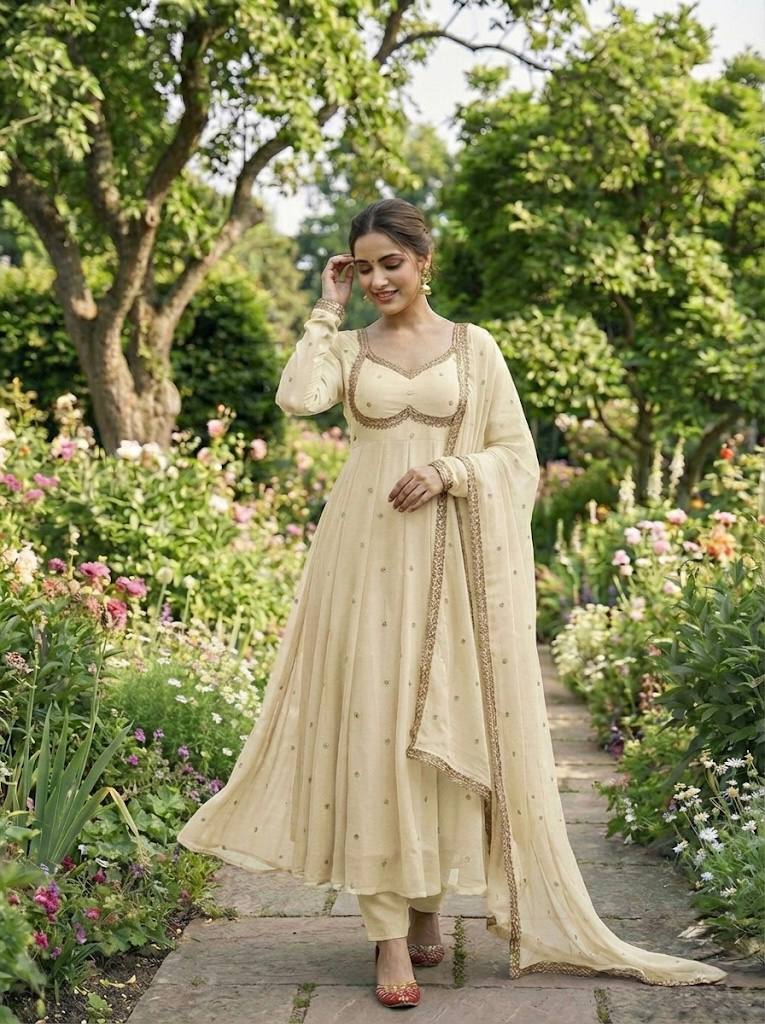 Elegant Party Wear Fendi Satin Gown Set with Dupatta and Pants Featuring 3MM Rembo Sequin and Zari Embroidery