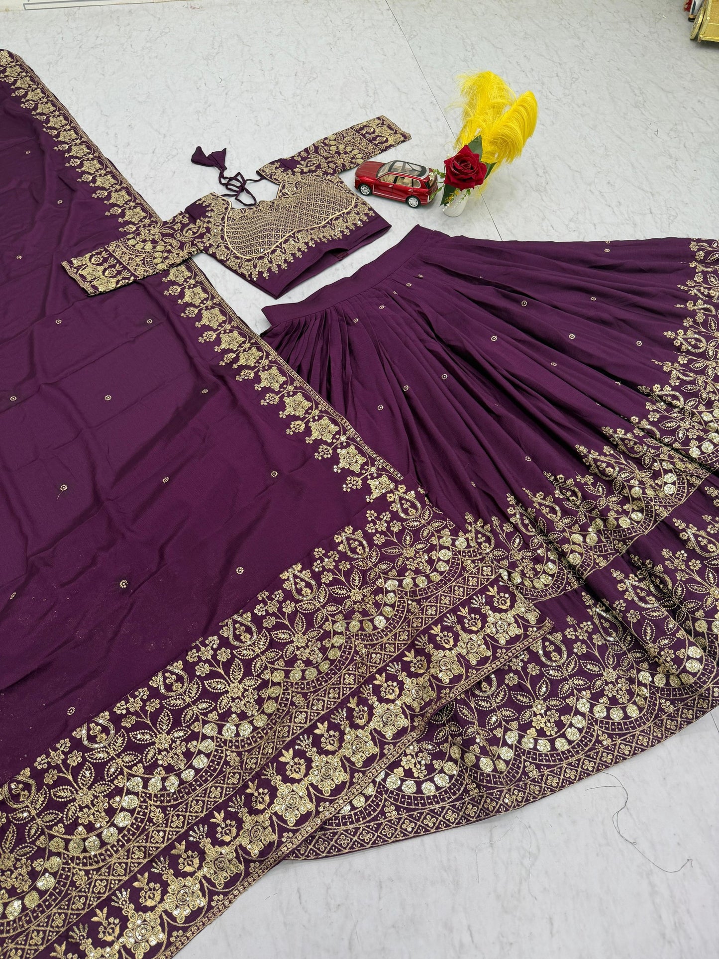 Elegant Festival Collection Lehenga Choli Set with Rich Embroidery and Glittering Sequins