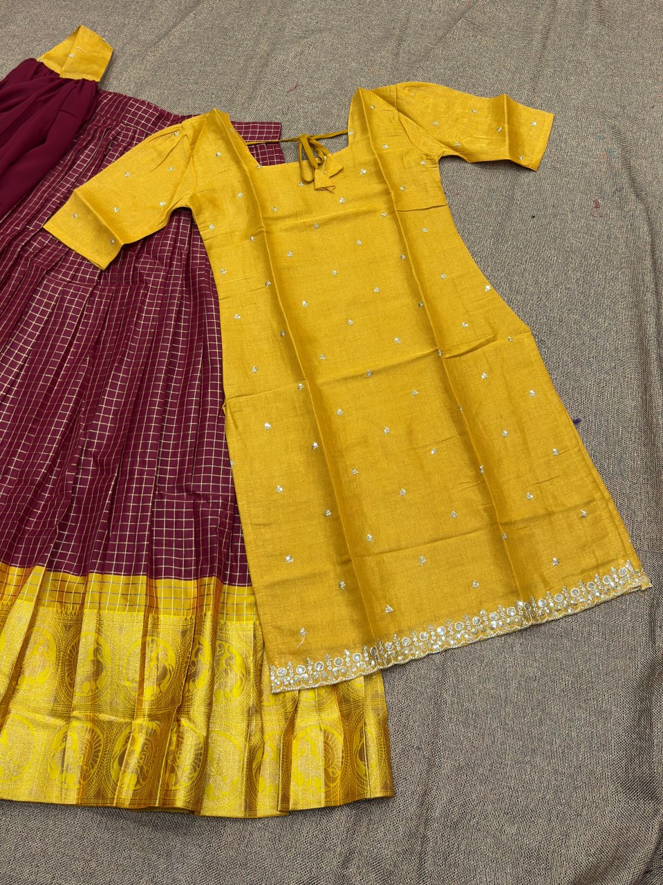 RangBhoomi Premium 5000 Series Elegant Natural Crepe Silk Ethnic Ensemble with Beaded and Threadwork Detailing