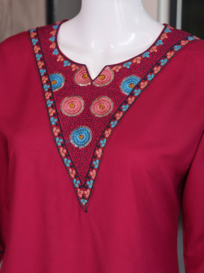 RangBhoomi Premium Reyon Kurti with Plazo Set - Comfortable Daily & Office Wear