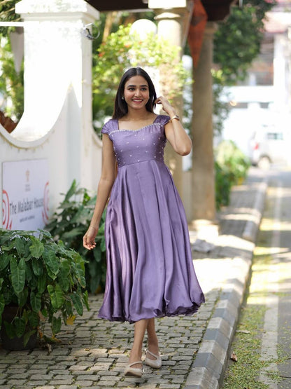 RangBhoomi Festival Maggam Work Rangoli Silk Gown – 48 inch Lined Elegant Gown