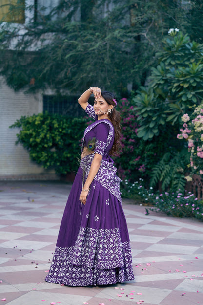 RangBhoomi Vrajshree Cotton Chanderi Lehenga Set — Festive Janmashtami Ensemble