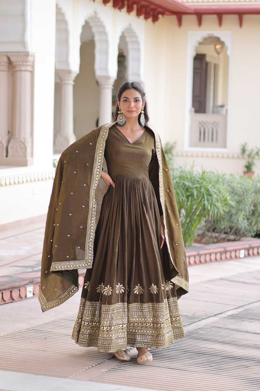 RangBhoomi Elegant Vichitra Silk Gown with Sequined Dupatta Collection 2026