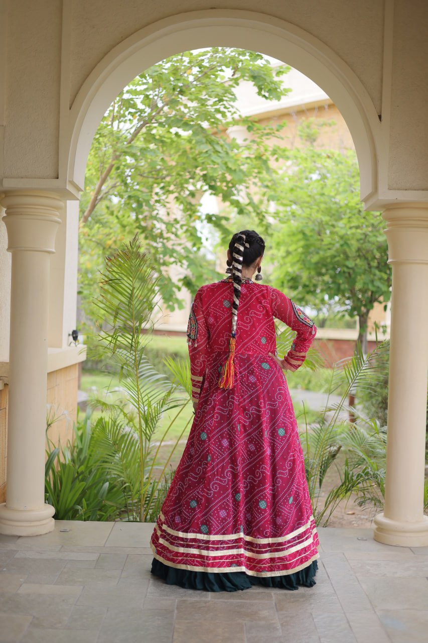 RangBhoomi Navratri 2026 Rayon Lehenga Set with Bandhani Shrug — Full-Stitched Festive Ensemble