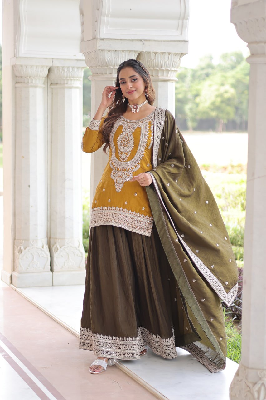 Premium Designer Ready-to-Wear Top, Sharara, and Dupatta Collection 2026 by RangBhoomi