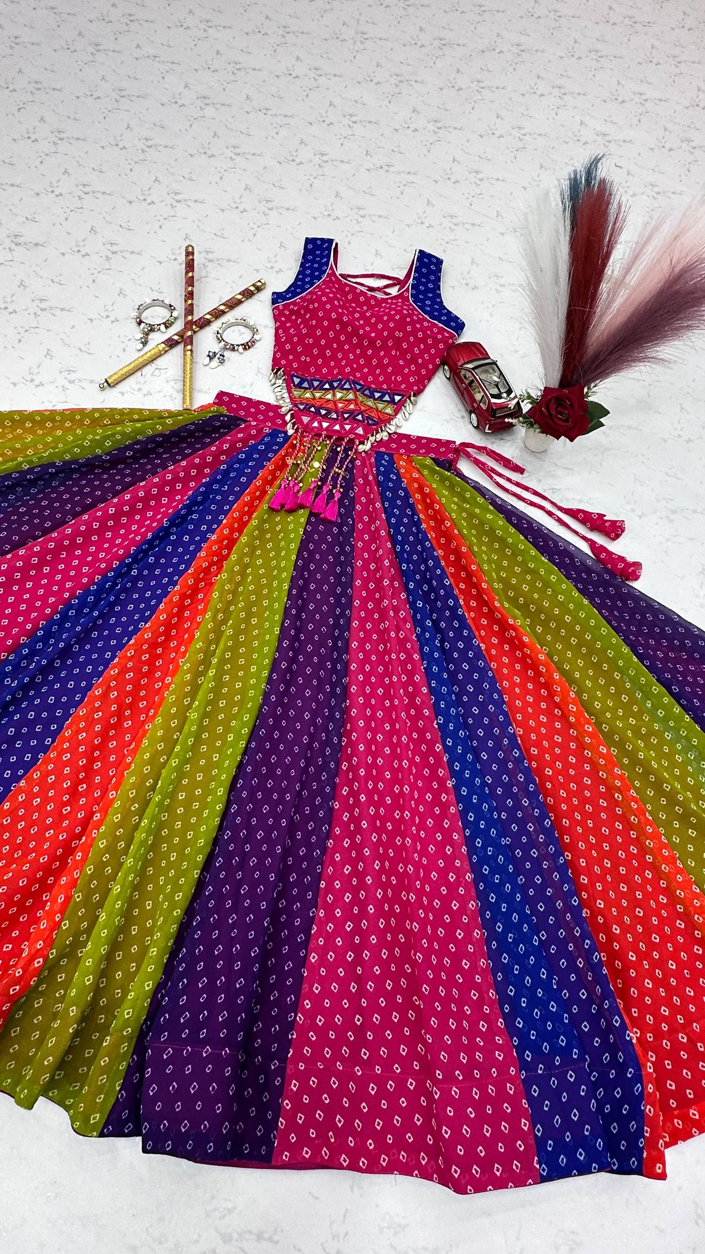 RangBhoomi Navratri Special Big Flair Lehenga Choli – Georgette & Cotton Blend