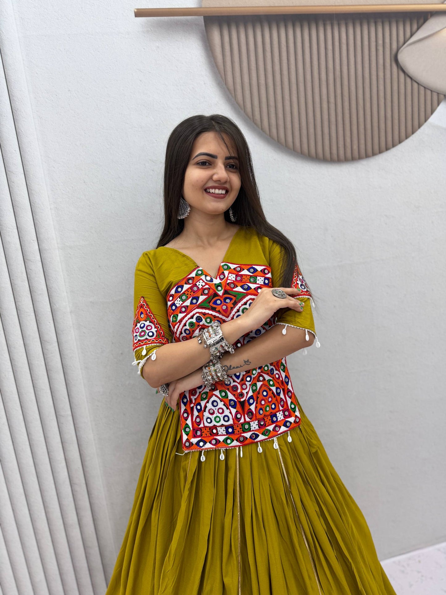 RangBhoomi Navratri Cotton Lehengacholi Set — Kediyu & 6m Flair Lehenga