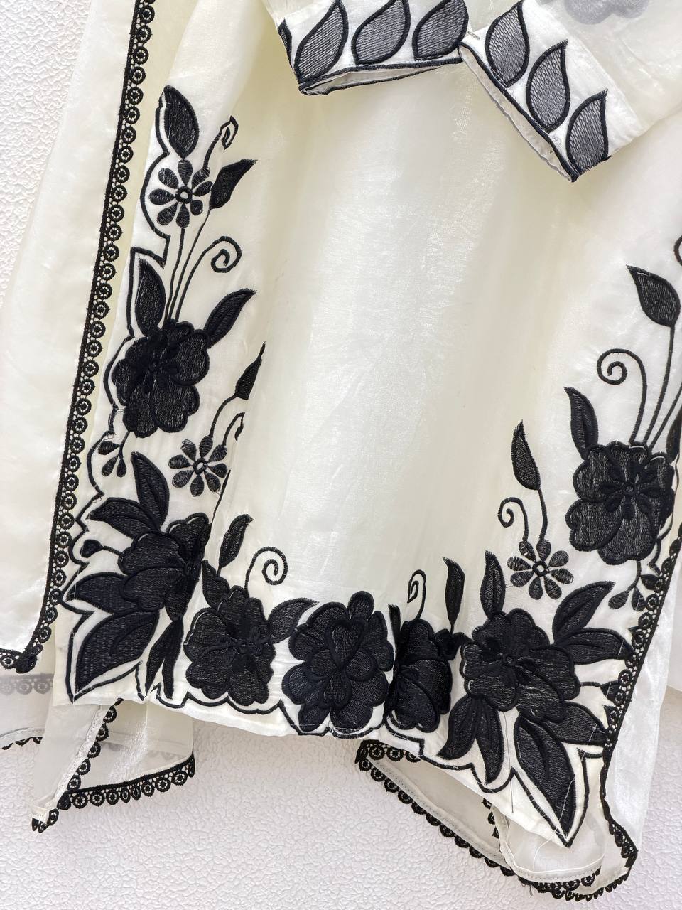 Elegant Women’s Ethnic Silk Ensemble with Embroidered Detailing and Ready-to-Wear Stitching