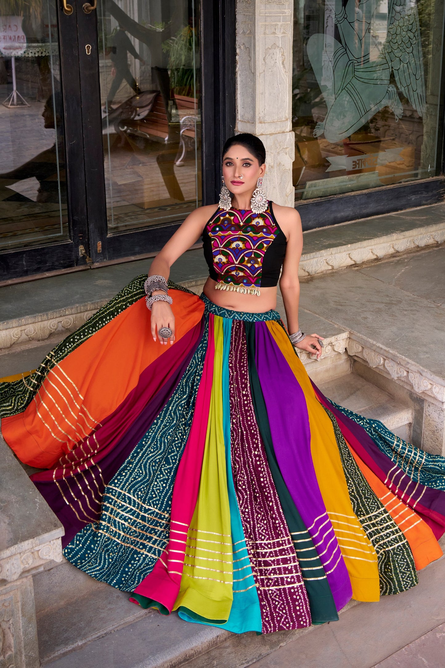 Rainbow Rasiya Navratri Lehenga Set by RangBhoomi