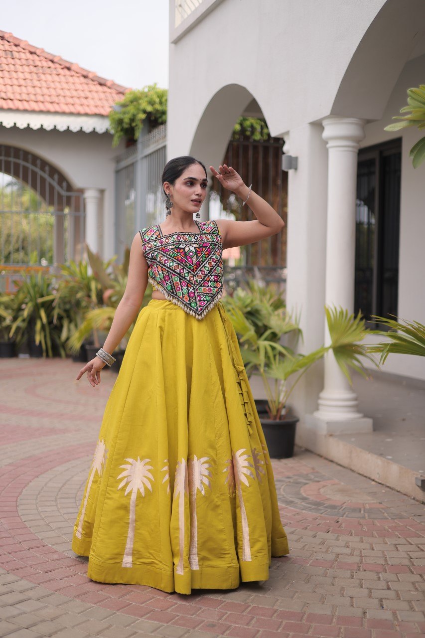RangBhoomi Navratri Lehenga Choli Collection 2026 — Roman Fabric with Kutchi Embroidery