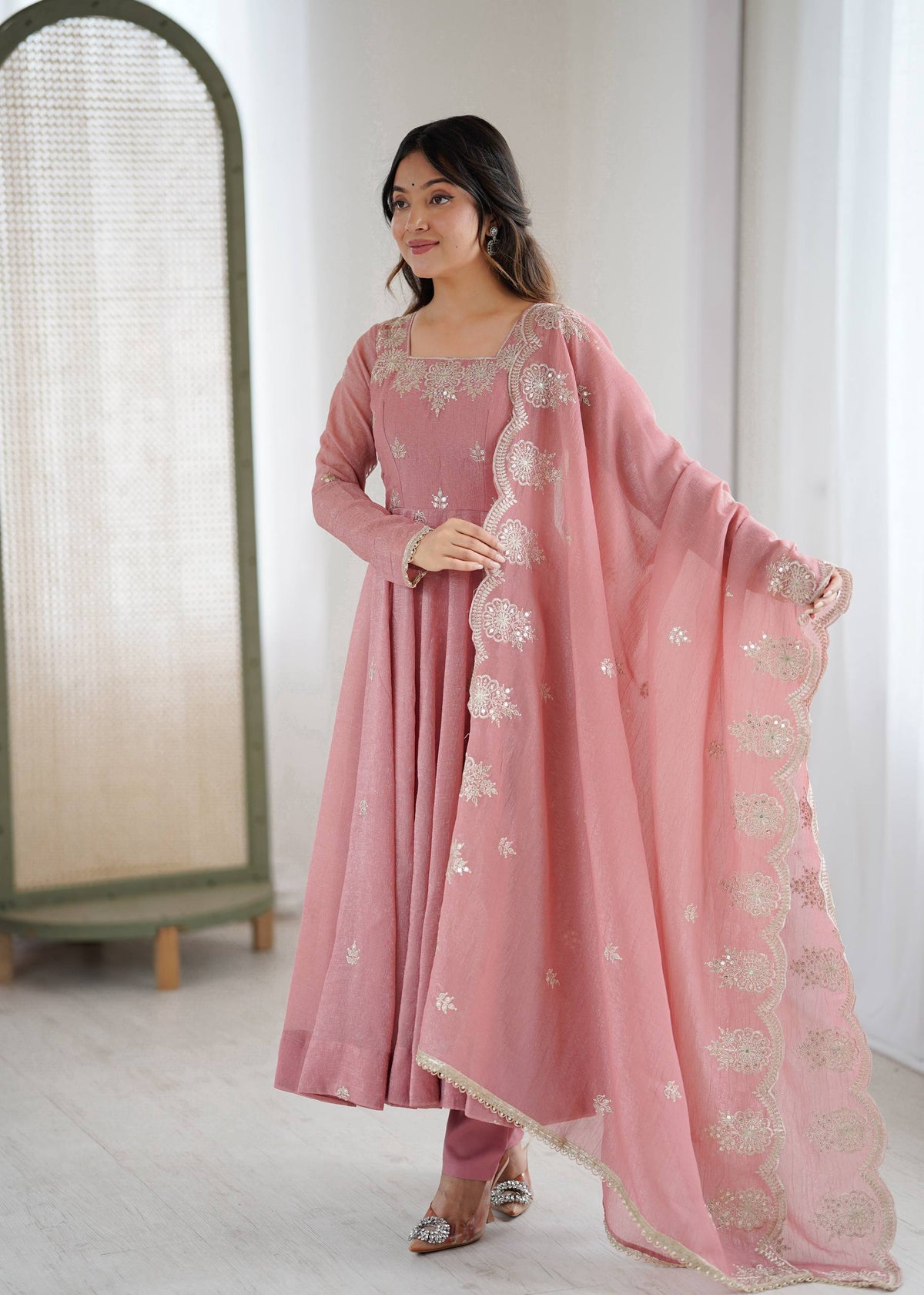 RangBhoomi Elegant Embroidered Sequence Designer Anarkali Three Piece Set