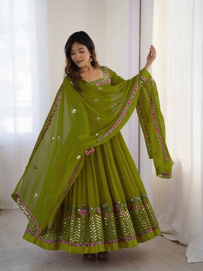 RangBhoomi Heavy Designer Party Gown with Embroidered Dupatta