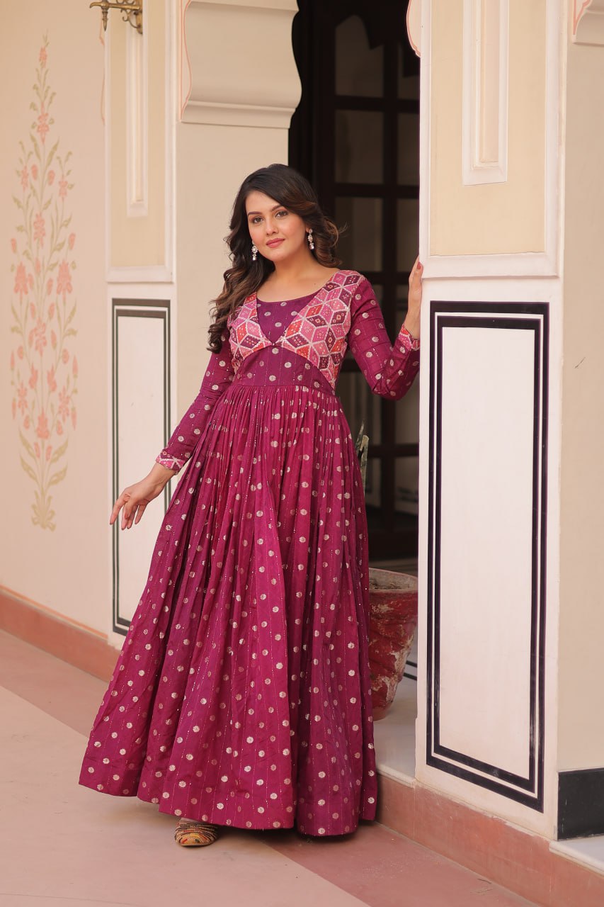 Position Print Choli Design Gown | Indian Ethnic Party Wear