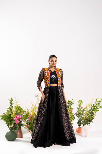 RangBhoomi Stunning Navratri Lehenga Choli with Shrug — Mirror & Gamthi Work