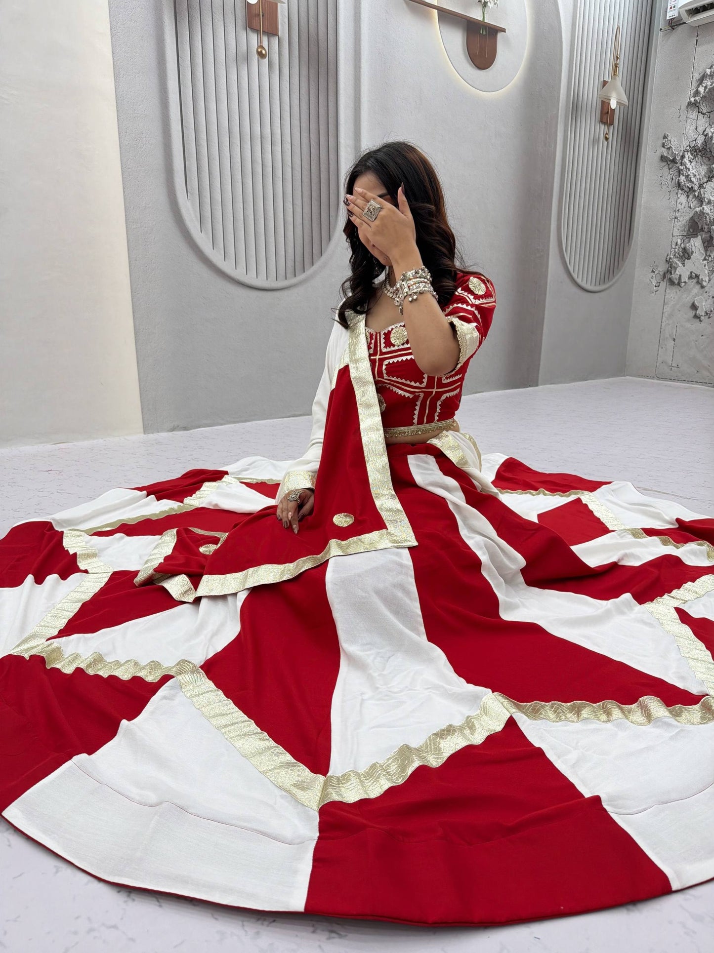 Navratri Special Pure Cotton Lehenga Choli with 6m Flair & Heavy Gota Patti - RangBhoomi