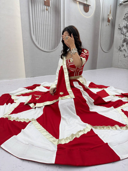 Navratri Special Pure Cotton Lehenga Choli with 6m Flair & Heavy Gota Patti - RangBhoomi