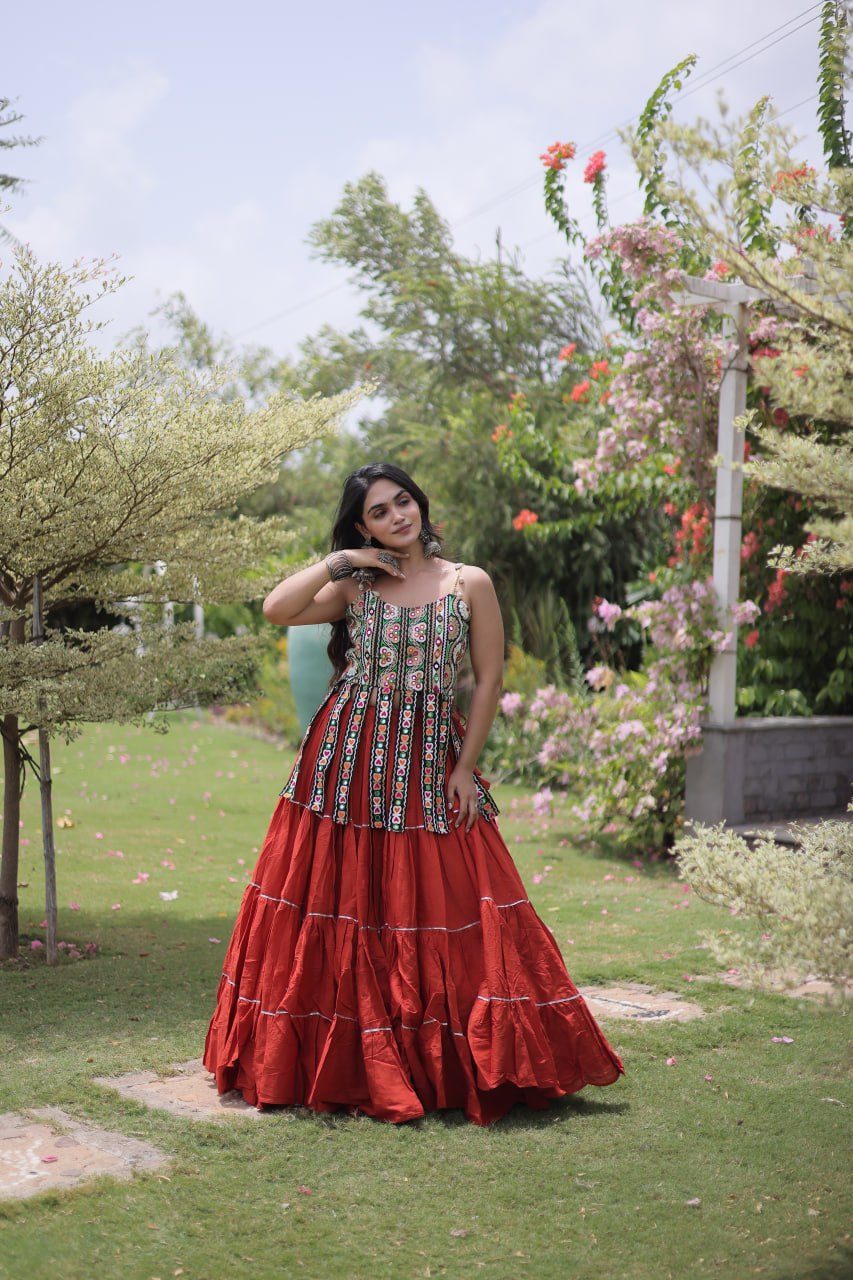 RangBhoomi Navratri Kora Cotton Lehenga Set — Full-Stitched Festive Ensemble
