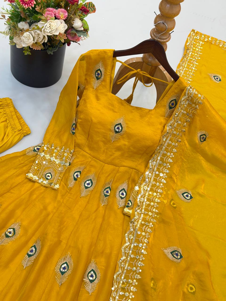 RangBhoomi Fendy Silk Gown with Fully Flair