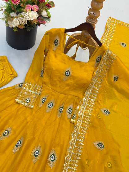 RangBhoomi Fendy Silk Gown with Fully Flair