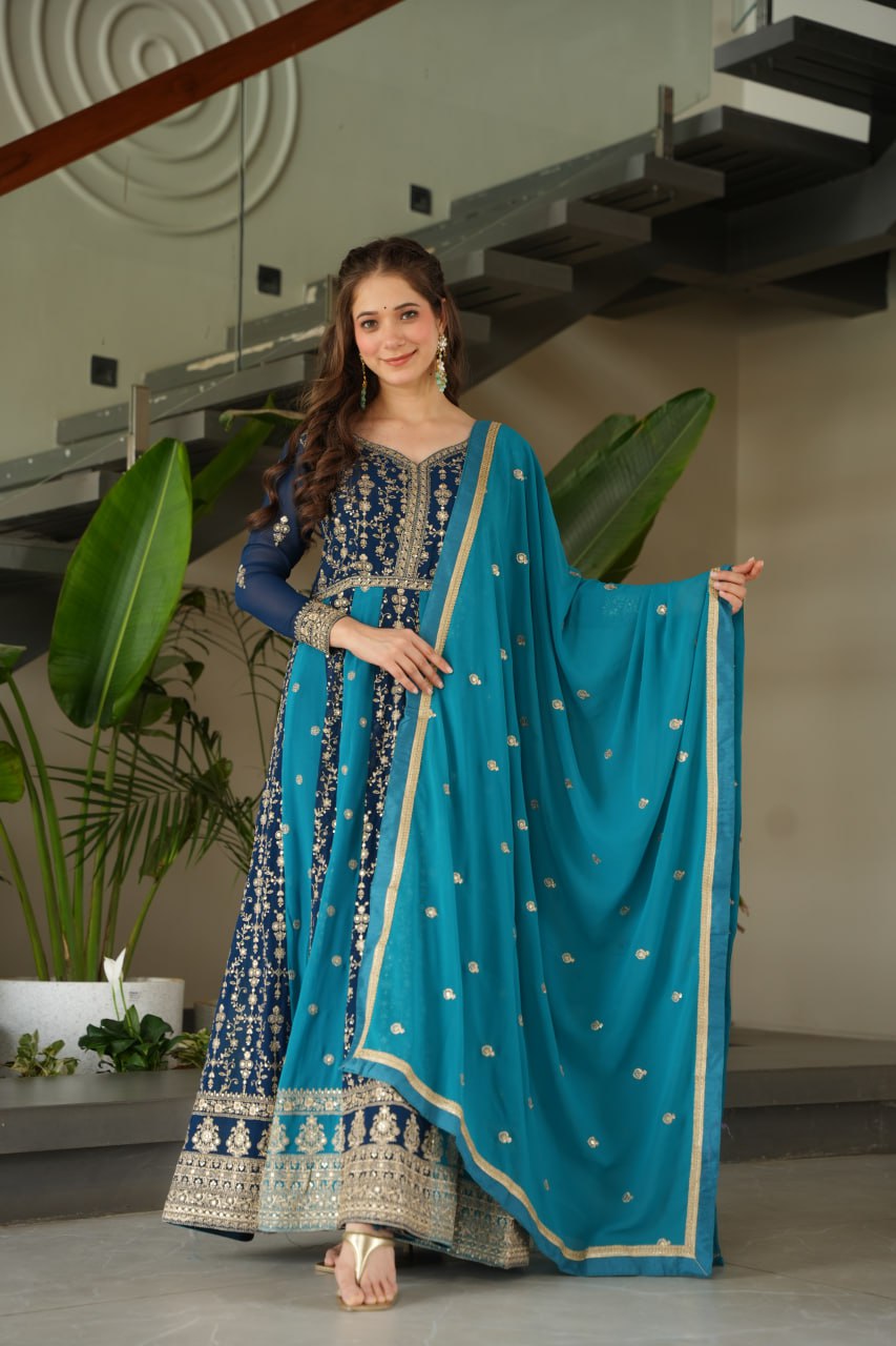 Designer Gown-Dupatta Collection | Zari & Sequin Embroidery