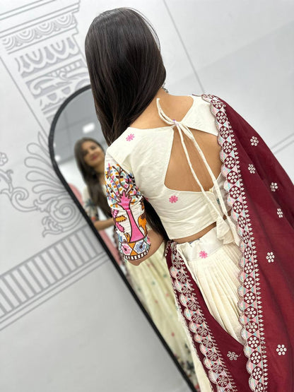 Close-up of the Rangbhoomi Lehenga's choli back, showcasing the tie detail and embroidery.