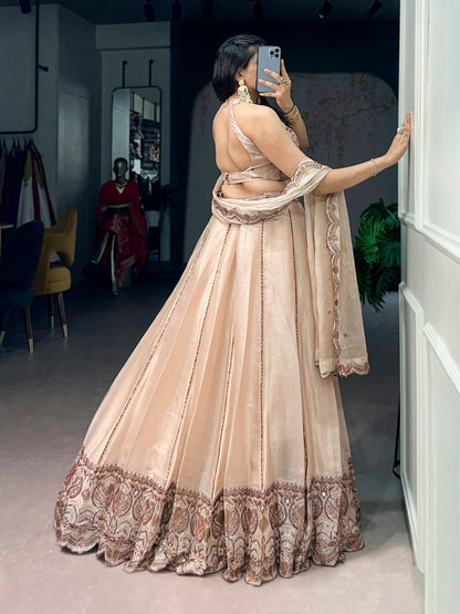 RangBhoomi Elegant Lehenga Ensemble with Intricate Sequins and Thread Embroidery