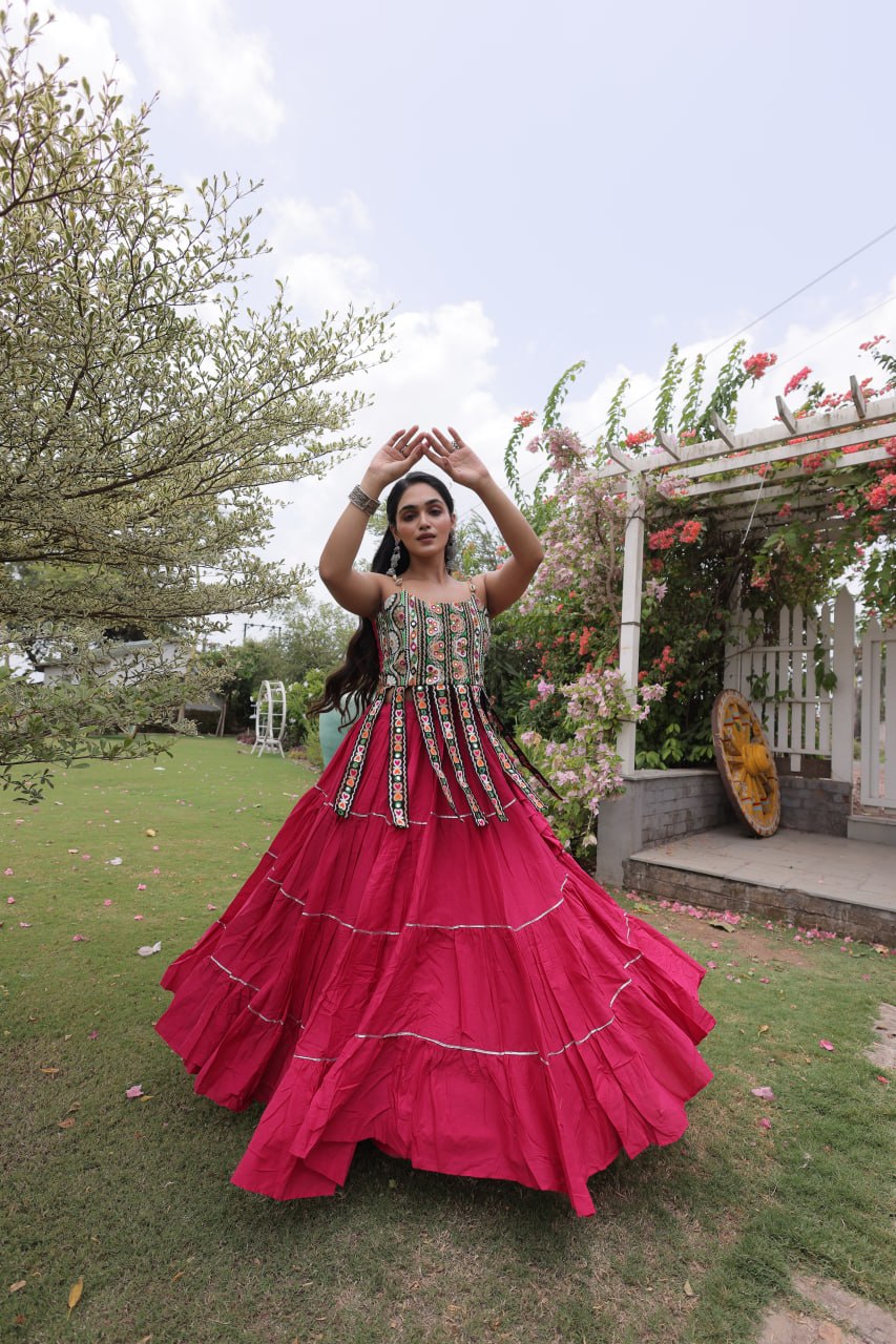 RangBhoomi Navratri Kora Cotton Lehenga Set — Full-Stitched Festive Ensemble