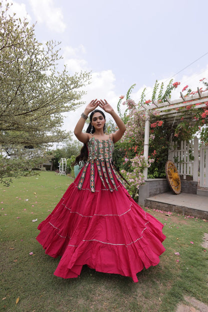 RangBhoomi Navratri Kora Cotton Lehenga Set — Full-Stitched Festive Ensemble
